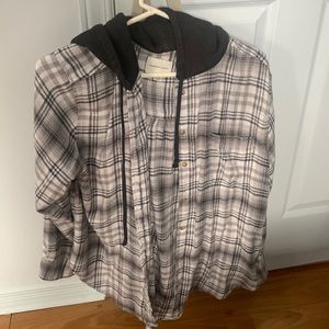 American eagle hooded plaid flannel